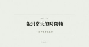 活動報到當天流程 SOP 時間軸示意圖